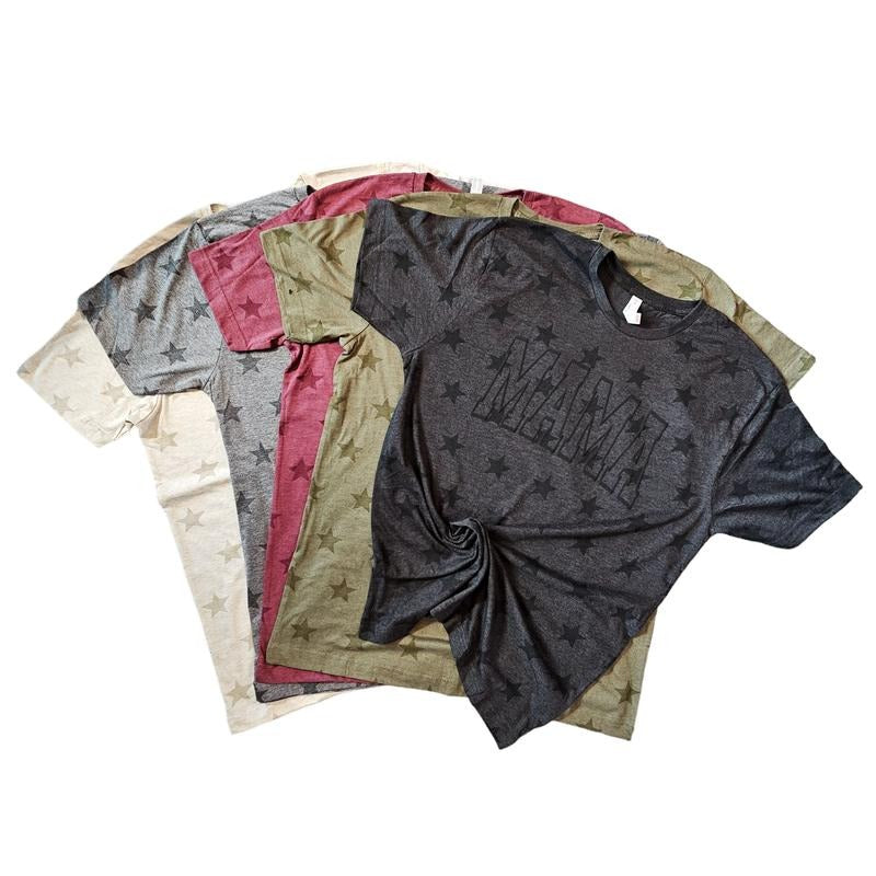 Orca ~Super Soft "MAMA" or Custom Words Women T-shirts with Stars and Puff Womenswear Hoodie, Sweatshirt | GrindPrints.com