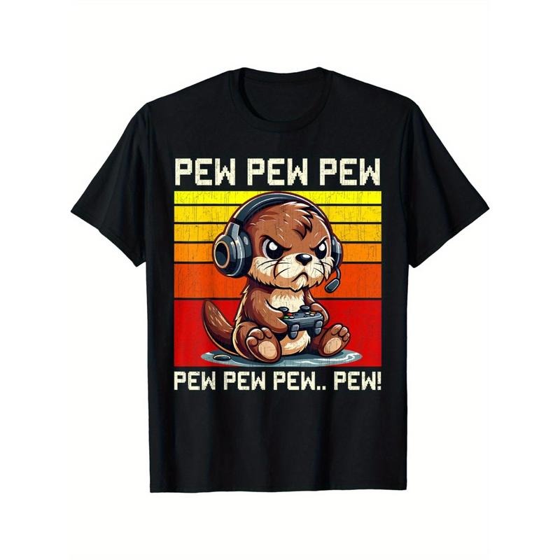 Otter Gamer Pew Funny Video Games Vintage Men T-Shirt Made in USA Hoodie, Sweatshirt | GrindPrints.com