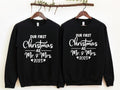 Our First Christmas As Mr And Mrs 2023 Sweatshirt, Matching Couples Christmas Hoodie, Newly Married Christmas Gift...