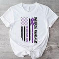 Overdose Awareness Day Flag T-Shirt, Nobody Fights Alone Shirt, Unisex Purple Ribbon Tee, Addiction Recovery Gift Hoodie,...