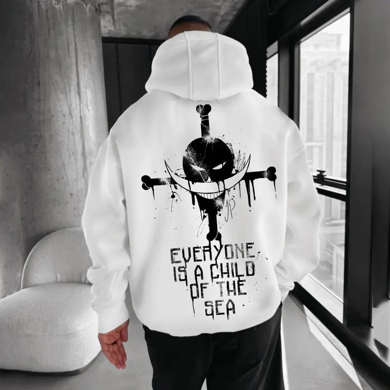 Oversize Print Double-Sided Hoodie, Everyone is a child of the sea Hoodie, Manga Hoodie For Men, Best Anime Hoodie, Gift...