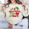 Oversized Custom Christmas Sweatshirt, My Grandkids Stole Me Heart Custom Sweaters, Green Monster Grandma Crewneck,...