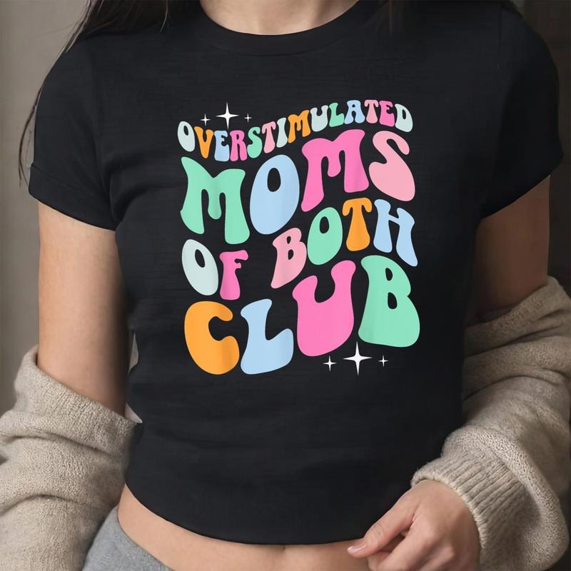 Overstimulated Moms Of Both Club Mother Of Boys And Girls Y2K Baby Tee, Mothers Day Baby Tee, Trendy Aesthetic Top Gift...
