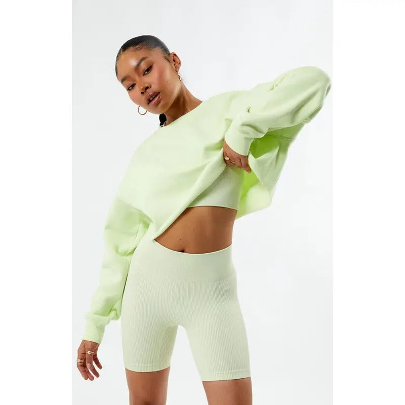 PAC 1980 Women's Raw Cut Cropped Crew Neck Sweatshirt T-Shirts, Hoodie | GrindPrints.com
