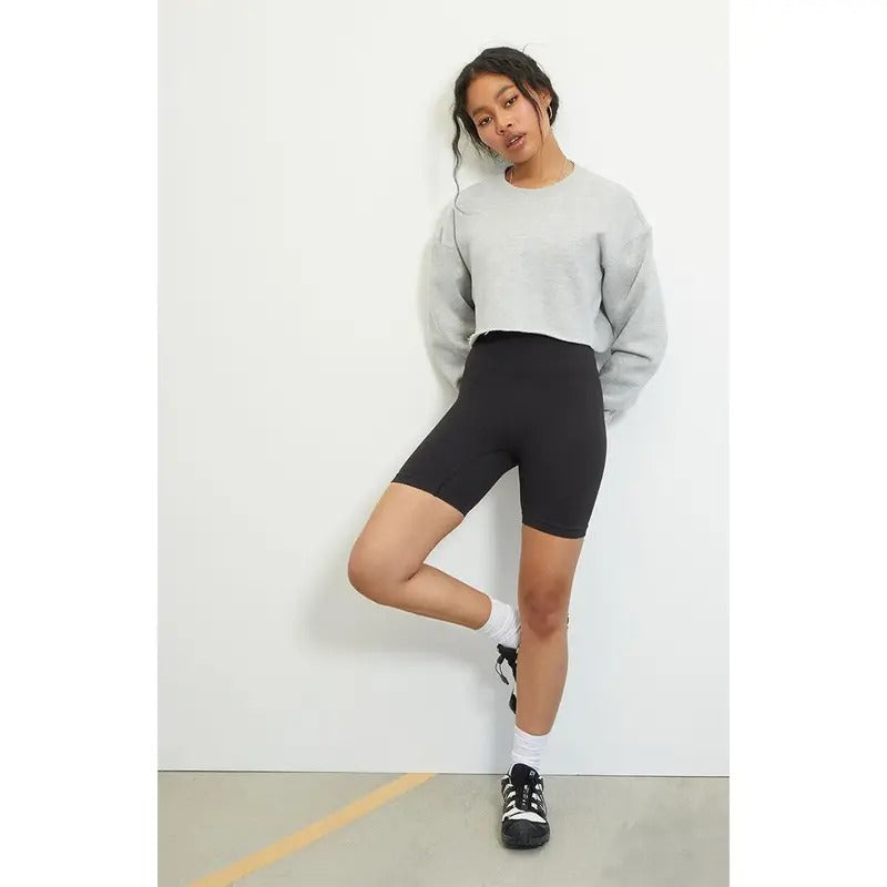 PAC 1980 Women's Raw Hem Cropped Crew Neck Sweatshirt T-Shirts, Hoodie | GrindPrints.com