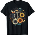 PEACE SIGN LOVE Sunflower on 60s 70s Sunflower Hippie T-Shirt Made in USA Hoodie, Sweatshirt | GrindPrints.com