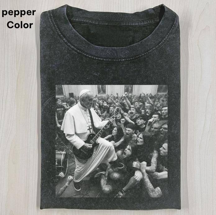 POPE T-SHIRT, Rock music T-shirt, Pope Francis T-SHIRT, Funny Graphic T-shirt, Unisex Movie Shirt Menswear Womenswear...