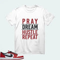 [PRAY DREAM HUSTLE REPEAT] AJ1 Low OG Chicago Matching Tee Hoodie, Sweatshirt | GrindPrints.com