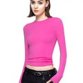 PUMIEY Crew Neck Slim Fit Tops Long Sleeve T-Shirts Sexy Basic Tee Hoodie, Sweatshirt | GrindPrints.com