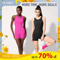 PUMIEY Tummy Control Rompers Women's Jumpsuits Seamless Workout Unitard Padded skins Sleeveless T-Shirts, Hoodie, Sweatshirt
