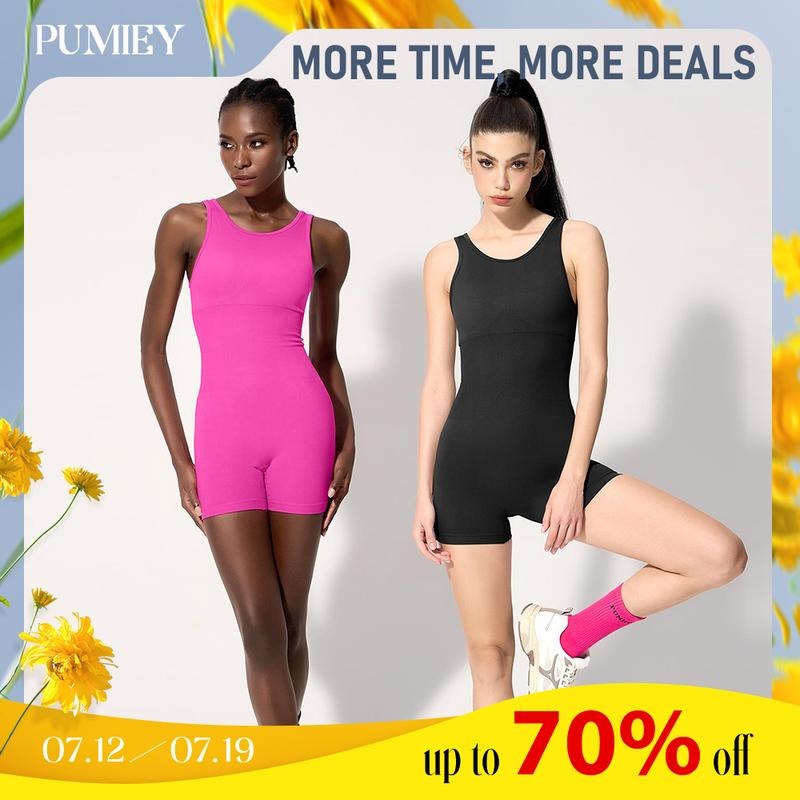 PUMIEY Tummy Control Rompers Women's Jumpsuits Seamless Workout Unitard Padded skins Sleeveless T-Shirts, Hoodie, Sweatshirt