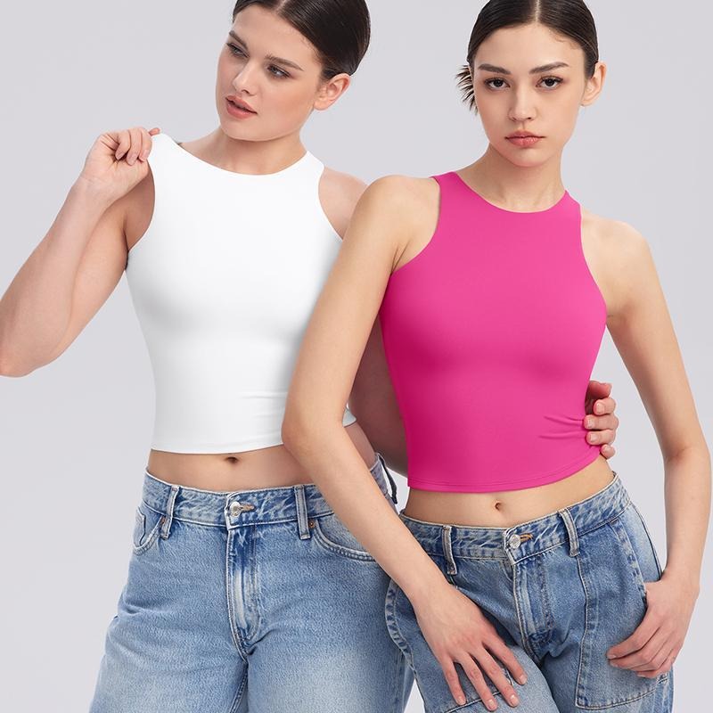 PUMIEY Women's Crew Neck Tank Top Multicolor Short Sleeveless Summer Crop Tops for Women Comfortable Premium Fabric Basic...