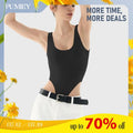 PUMIEY Women's Square Neck High-Cut Bodysuit Sexy Tops Sharp Collection Slim-fitting Plain T-Shirts, Hoodie, Sweatshirt