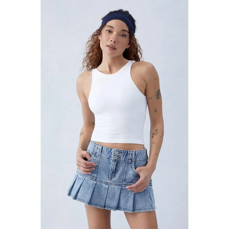 PacSun Women's Eco Medium Indigo Pleated Low Rise Denim Mini Skirt - Multicolor T-Shirts, Hoodie, Sweatshirt