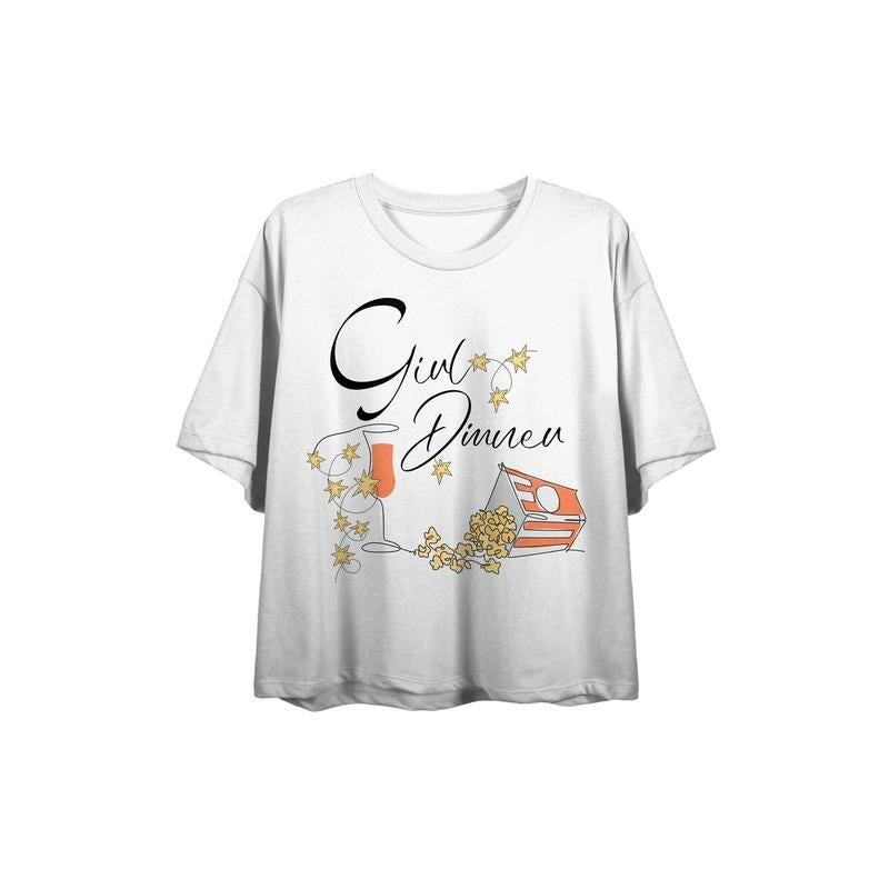 PacSun Women's Girl Dinner Popcorn & Wine Cropped T-Shirt Hoodie, Sweatshirt | GrindPrints.com