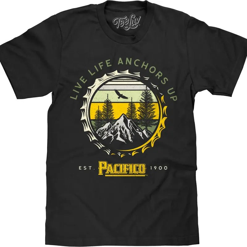 Pacifico Beer Live Life Anchors Up T-Shirt - Black Hoodie, Sweatshirt | GrindPrints.com