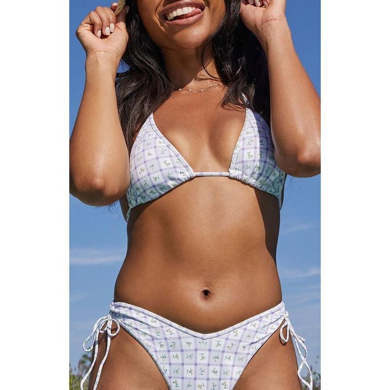 Pacsun Women's Floral Plaid Moira Triangle Bikini Top T-Shirts, Hoodie, Sweatshirt | GrindPrints.com
