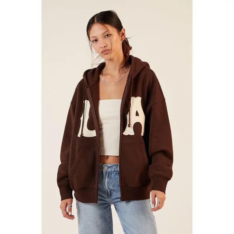 Pacsun Women's LA Zip Up Hoodie T-Shirts, Sweatshirt | GrindPrints.com