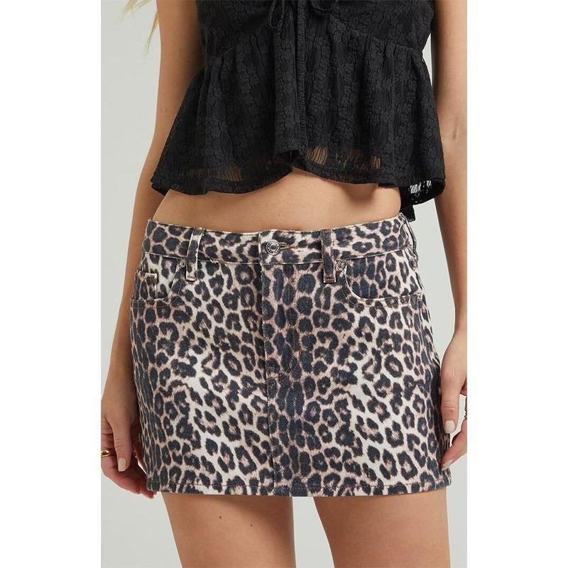 Pacsun Women's Leopard Mid Rise Denim Mini Skirt - Multicolor T-Shirts, Hoodie, Sweatshirt | GrindPrints.com