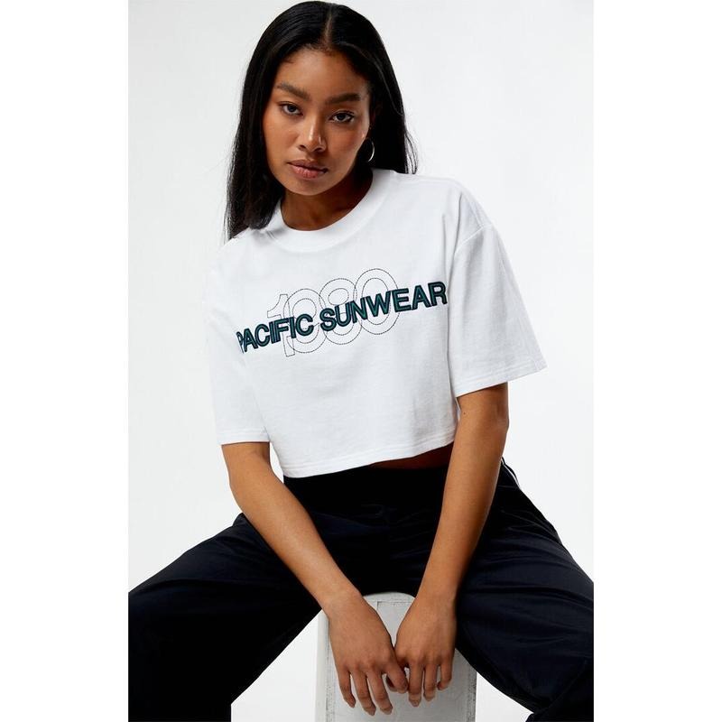 Pacsun Women's Pacific Sunwear 1980 Cropped T-Shirt Hoodie, Sweatshirt | GrindPrints.com