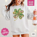 Painted Clover Sweatshirt, St Patrick's Day Crewneck, Cute Women's Sweater T-Shirts, Hoodie | GrindPrints.com