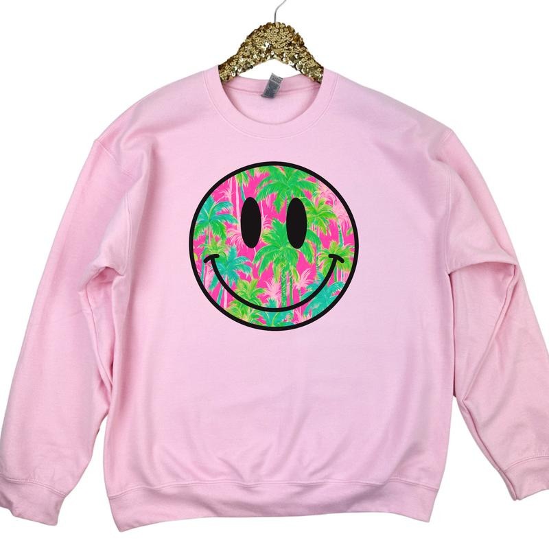 Palm Tree Happy Face Sweatshirt 'NLB' T-Shirts, Hoodie | GrindPrints.com