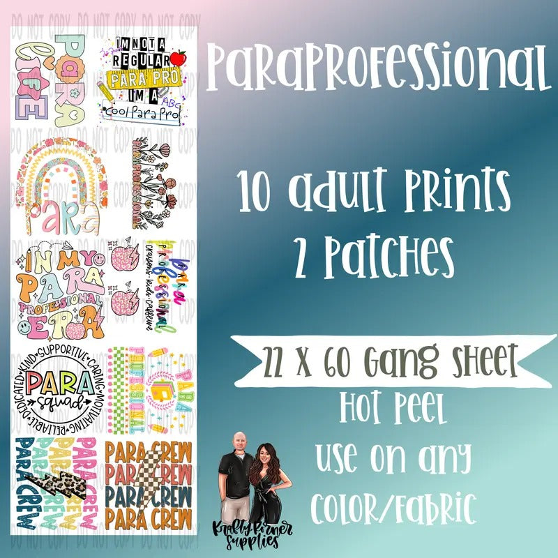 Paraprofessional DTF Transfer Gang Sheet, 22 x 60 T-Shirts, Hoodie, Sweatshirt | GrindPrints.com