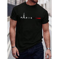Paris Letter Graphic Short Sleeve Tee For Men Made in USA Hoodie, Sweatshirt | GrindPrints.com