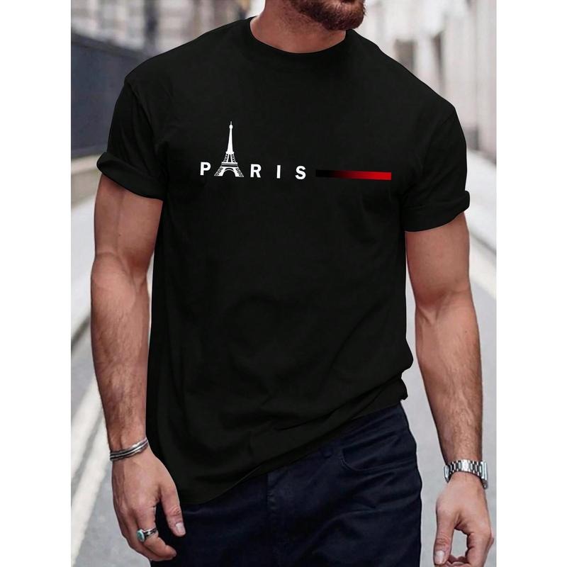 Paris Letter Graphic Short Sleeve Tee For Men Made in USA Hoodie, Sweatshirt | GrindPrints.com