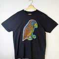 Parrot Hand printed Woodcut Appliqued T Shirt Cotton Menswear apparel graphic  tees Casual Tshirt Hoodie, Sweatshirt