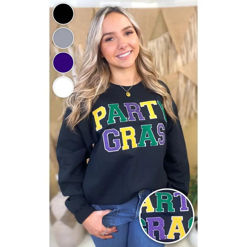 Party Gras Soft Chenille Graphic Sweatshirt T-Shirts, Hoodie | GrindPrints.com