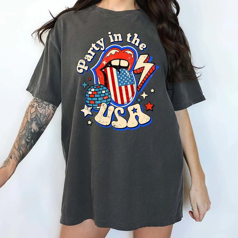 Party USA Shirt Funny 4th July Independence Day Vintage Printed Sassy Girl Patriotic Shirt Comfy Fabric Retro Casual Tops Womenswear Comfort Cotton Relaxed Fit Chic T-Shirts, Hoodie, Sweatshirt