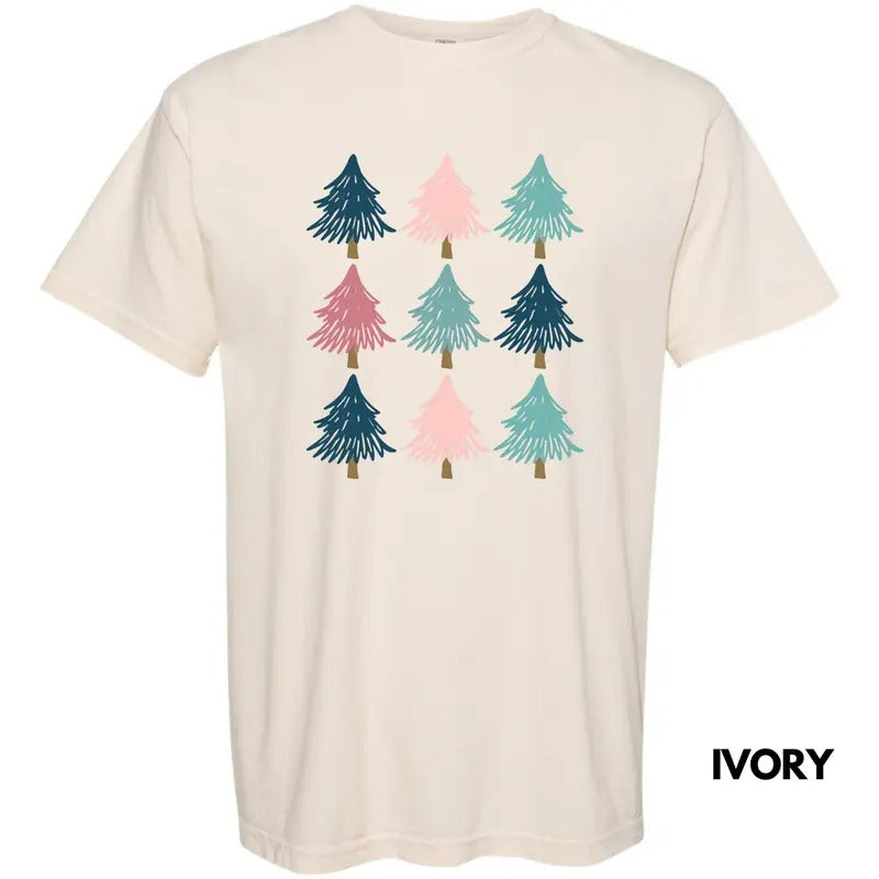 Pastel Tree Collage Comfort Colors T-Shirt Hoodie, Sweatshirt | GrindPrints.com
