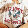 Patriotic 4th of July Goose Sweater, Retro Red White and Goose Funny Tee, America Coquette July 4th Independence Day...