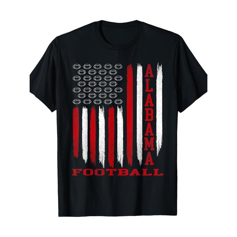 Patriotic American Flag Alabama Football Season Party T-shirt - 220g made in usa Hoodie, Sweatshirt | GrindPrints.com