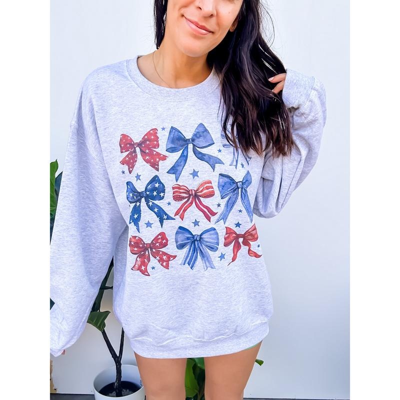 Patriotic Bows Graphic Top T-Shirts, Hoodie, Sweatshirt | GrindPrints.com