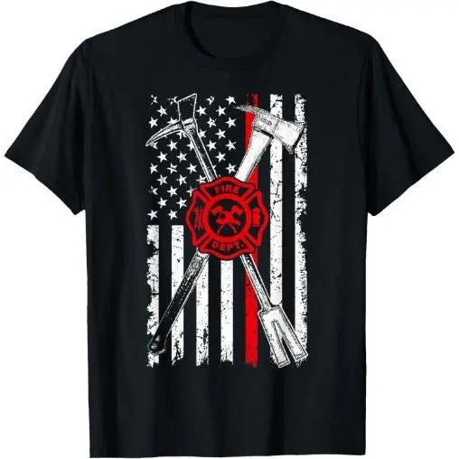 Patriotic Design Axe Halligan Thin Line Red Firefighter T-Shirt Made in USA Hoodie, Sweatshirt | GrindPrints.com