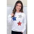 Patriotic Glitter Star Sweatshirt - Cozy Pride Vibes #PatrioticStars #July4thSweatshirt #WhiteGlow T-Shirts, Hoodie