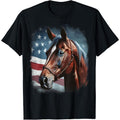 Patriotic Horse American Flag Horseback Riding Western Farm T-Shirt made in usa Hoodie, Sweatshirt | GrindPrints.com
