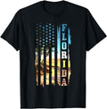 Patriotic Shirts For Men, Florida American Flag Pride Beach Surfer Patriotic Gift T-Shirt Menswear Top Casual Cotton...