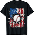 Patriotic Shirts For Men, Patriotic Baseball 4th Of July Men USA American Flag T-Shirt Menswear Top Casual Cotton Basic...