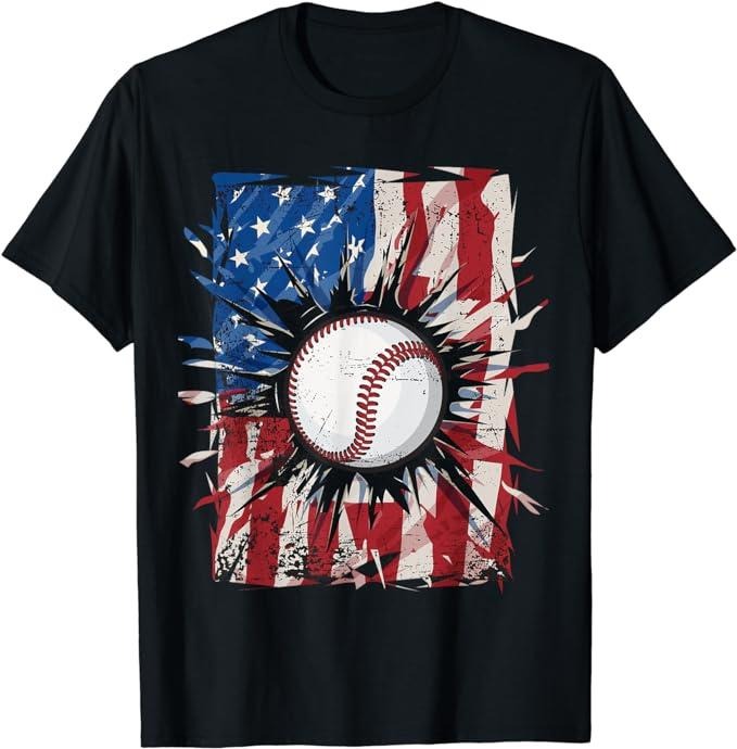 Patriotic Shirts For Men, Patriotic Baseball 4th Of July Men USA American Flag T-Shirt Menswear Top Casual Cotton Basic...