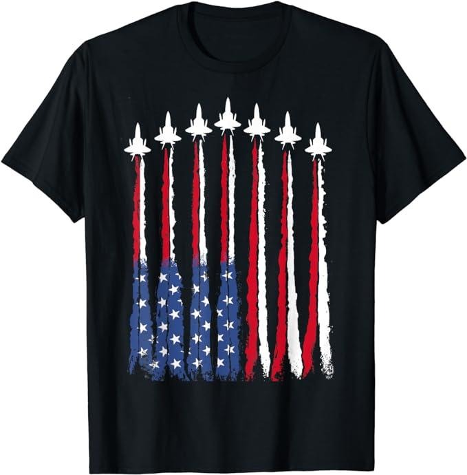 Patriotic Shirts Patriotic Red White Blue USA Flag Fighter Jets 4th July Cotton Casual Menswear Top Basic T-Shirts, Hoodie, Sweatshirt