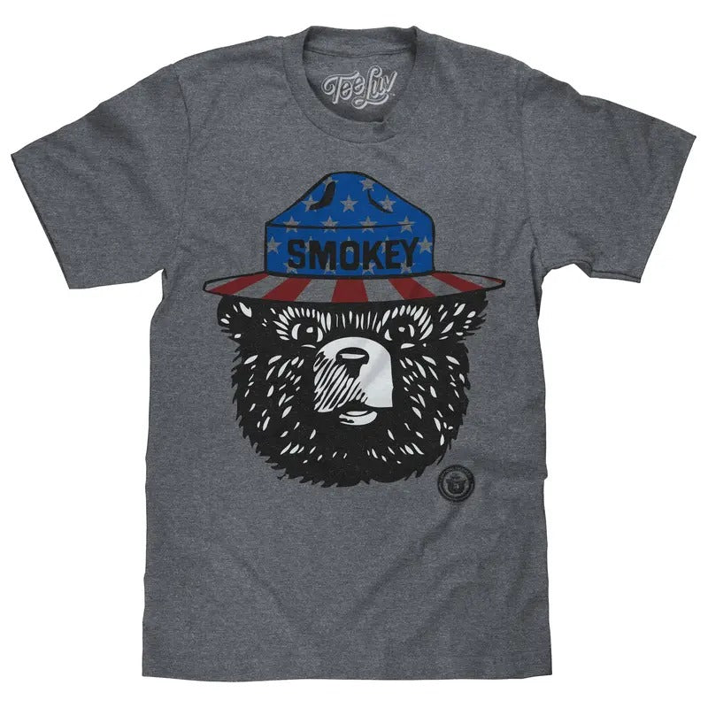 Patriotic Smokey Bear T-Shirt - Gray Hoodie, Sweatshirt | GrindPrints.com