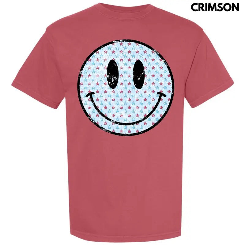 Patriotic Stars Happy Face Comfort Colors T-Shirt 'NLB' Hoodie, Sweatshirt | GrindPrints.com