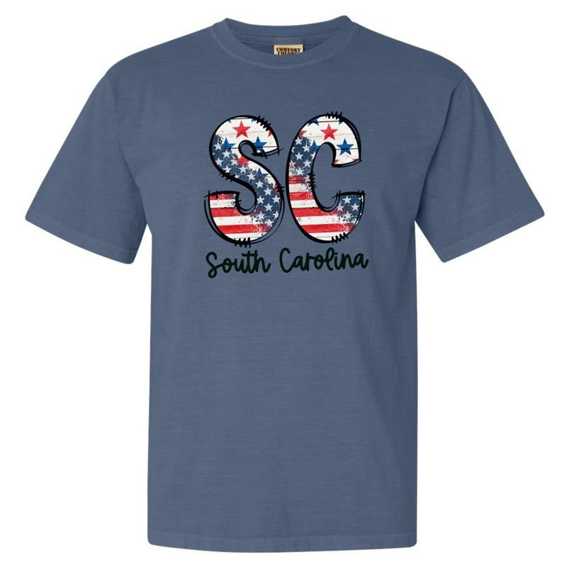 Patriotic States Comfort Colors Blue Jean T-Shirt Hoodie, Sweatshirt | GrindPrints.com