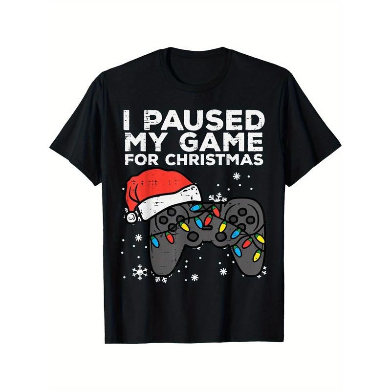Paused My Game Christmas Gamer Xmas Men Boys Kids Youth Teen T-Shirt made in usa Hoodie, Sweatshirt | GrindPrints.com