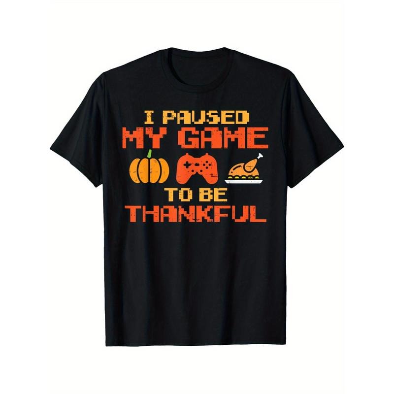Paused My Game Thankful Video Gamer Thanksgiving Summer Comfortable Casual Short Sleeve Made Usa T-Shirts, Hoodie, Sweatshirt