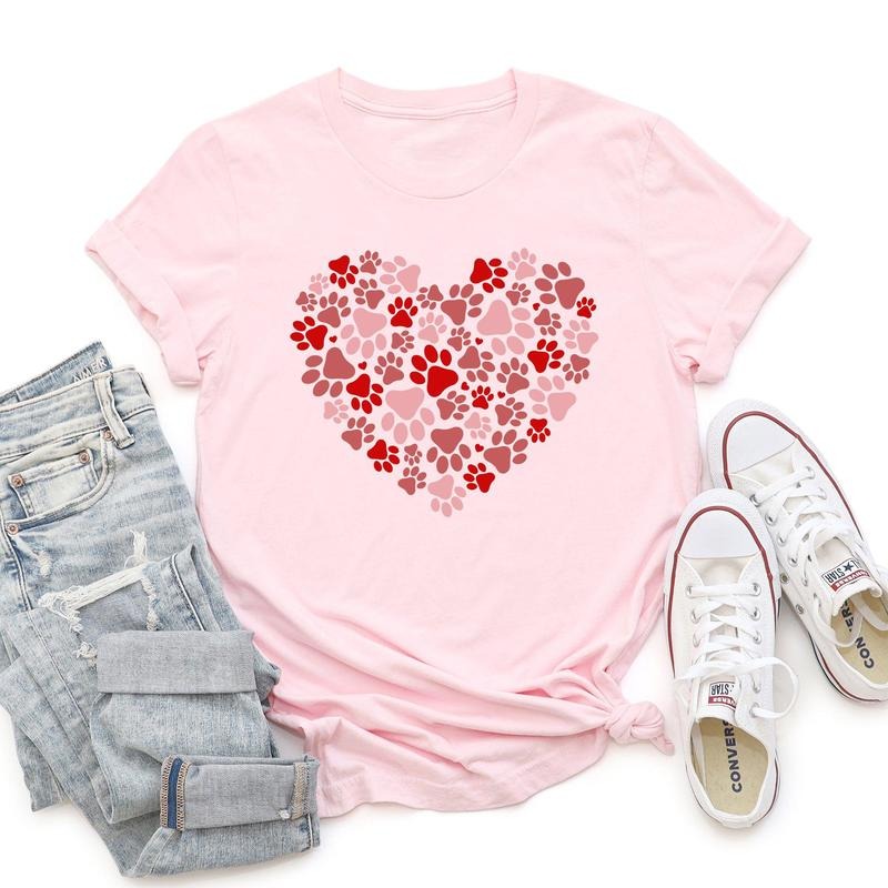 Paw Print Heart, Pets, Dogs, Cats, Super Soft Tshirt, Valentine's Day Hoodie, Sweatshirt | GrindPrints.com