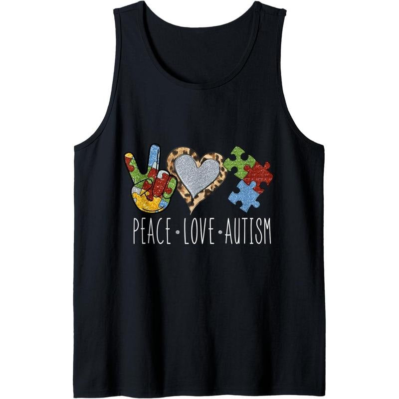 Peace Love Autism - Autism Awareness Men Women Kids Tank Top MADE IN USA T-Shirts, Hoodie, Sweatshirt | GrindPrints.com